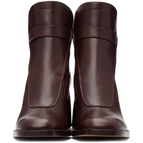Chloé Gaile Burgundy Harness Leather Ankle Boots - Picture 16 of 16